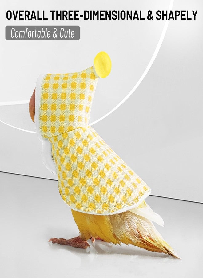 سكويشي ملابس ببغاء، ملابس طيور، ملابس ببغاء - ملابس شتوية للببغاء بأزرار كبس، فستان وردي بنقشة مربعات مع غطاء رأس - Image 5